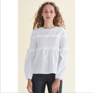 Maje boho cotton poplin smocked Leba blouse sz s